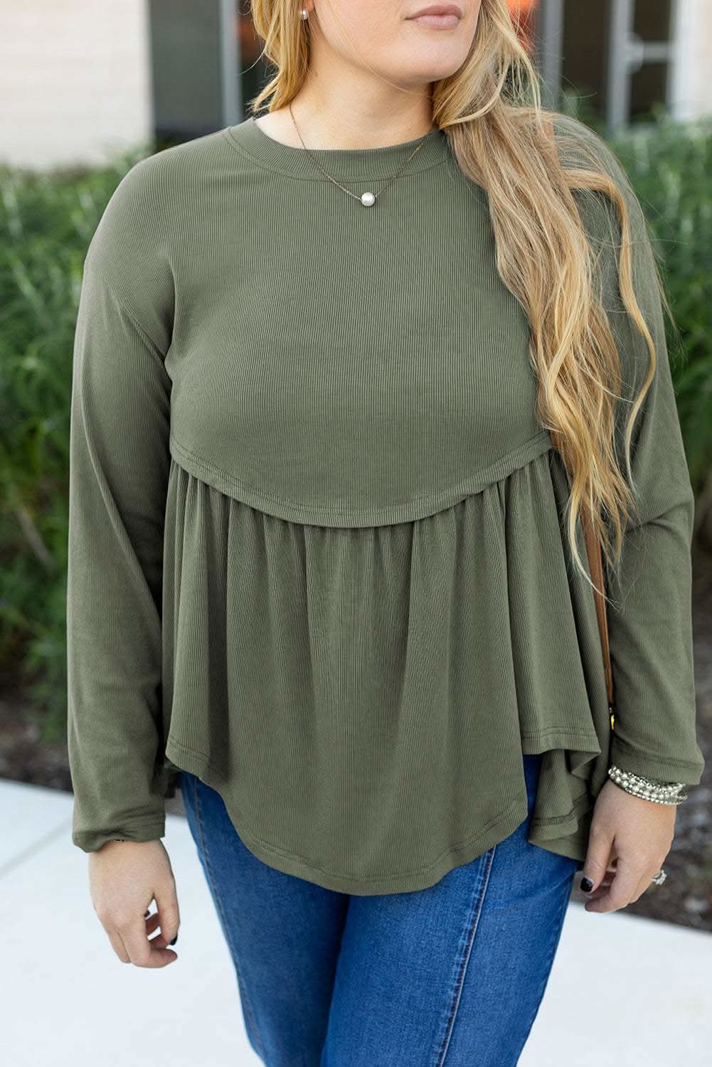 Mist green plus size babydoll top - Love Salve